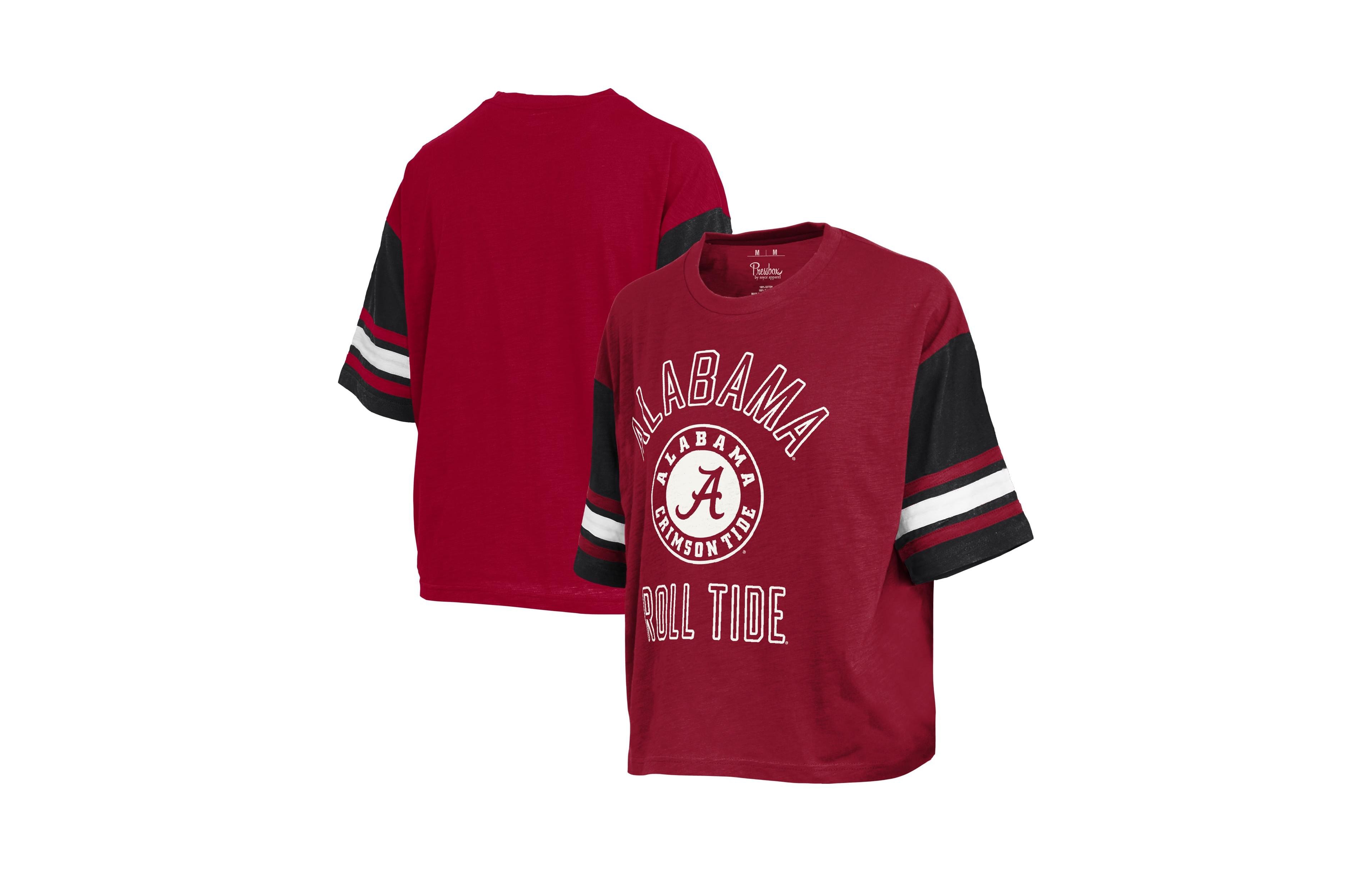 Pressbox Women's Crimson Alabama Tide Sunday Color block Seal T-Shirt