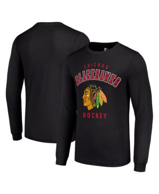 Men's Black Chicago Blackhawks Logo Long-Sleeves T-Shirt
