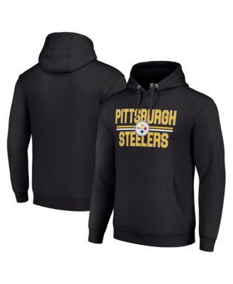 Men's and Women's Black Pittsburgh Steelers Team Mesh Print Graphic Tri-Blend Pullover Hoodie