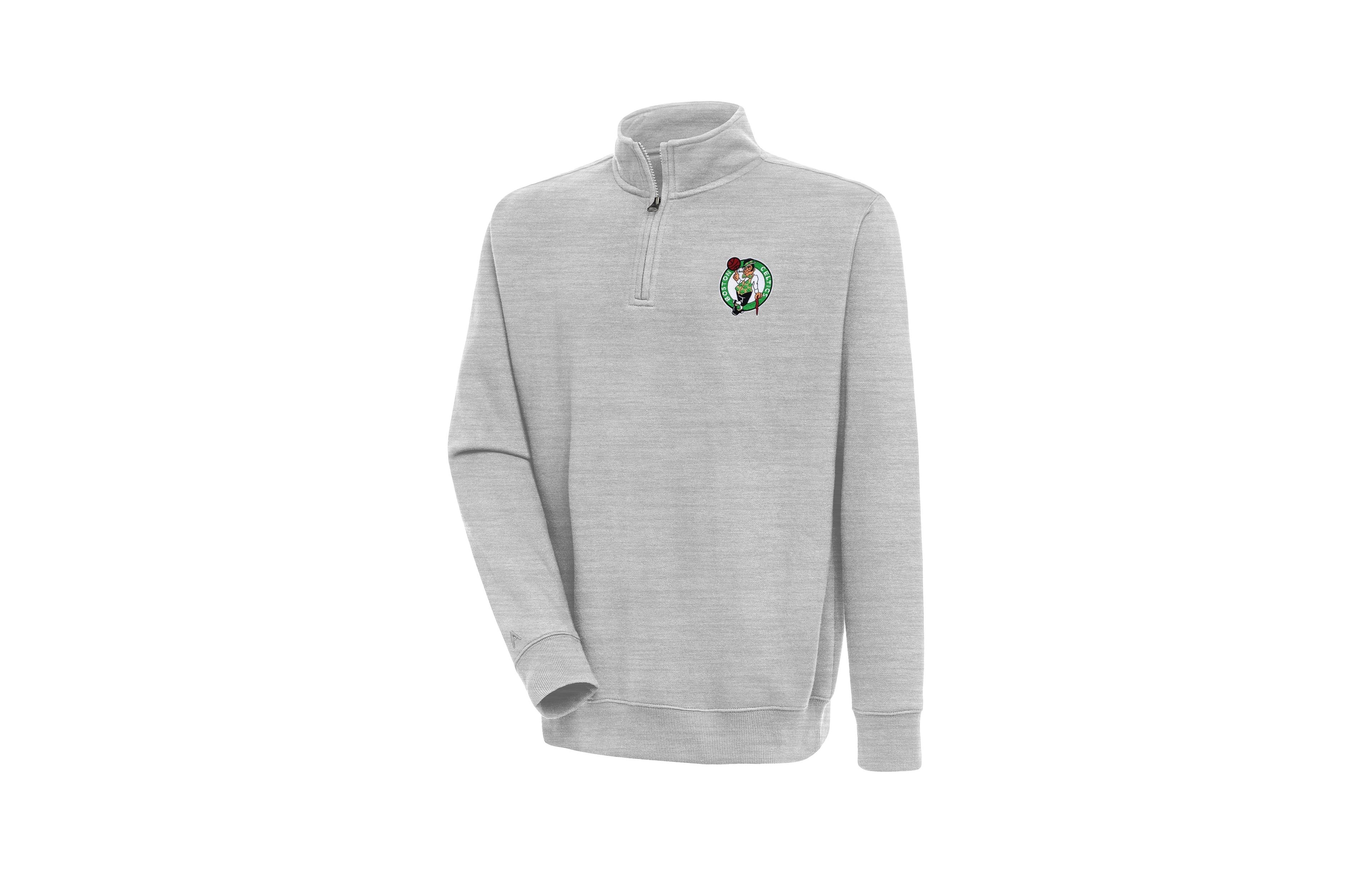 Antigua Men's Heather Gray Boston Celtics Victory Quarter-Zip Pullover