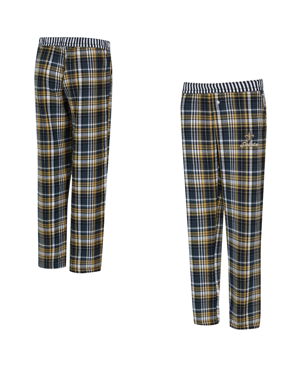 Concepts Sport Women's Black New Orleans Saints Laney Plaid Tri-Blend Pants - Black, Vegas Gold