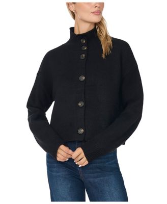 Women's Chunky Mock-Neck Long-Sleeve Cardigan Sweater