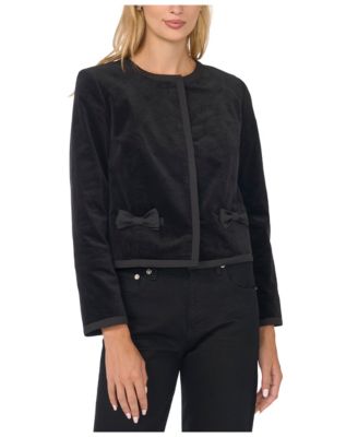 Women's Short Velvet Bow-Detail Jacket