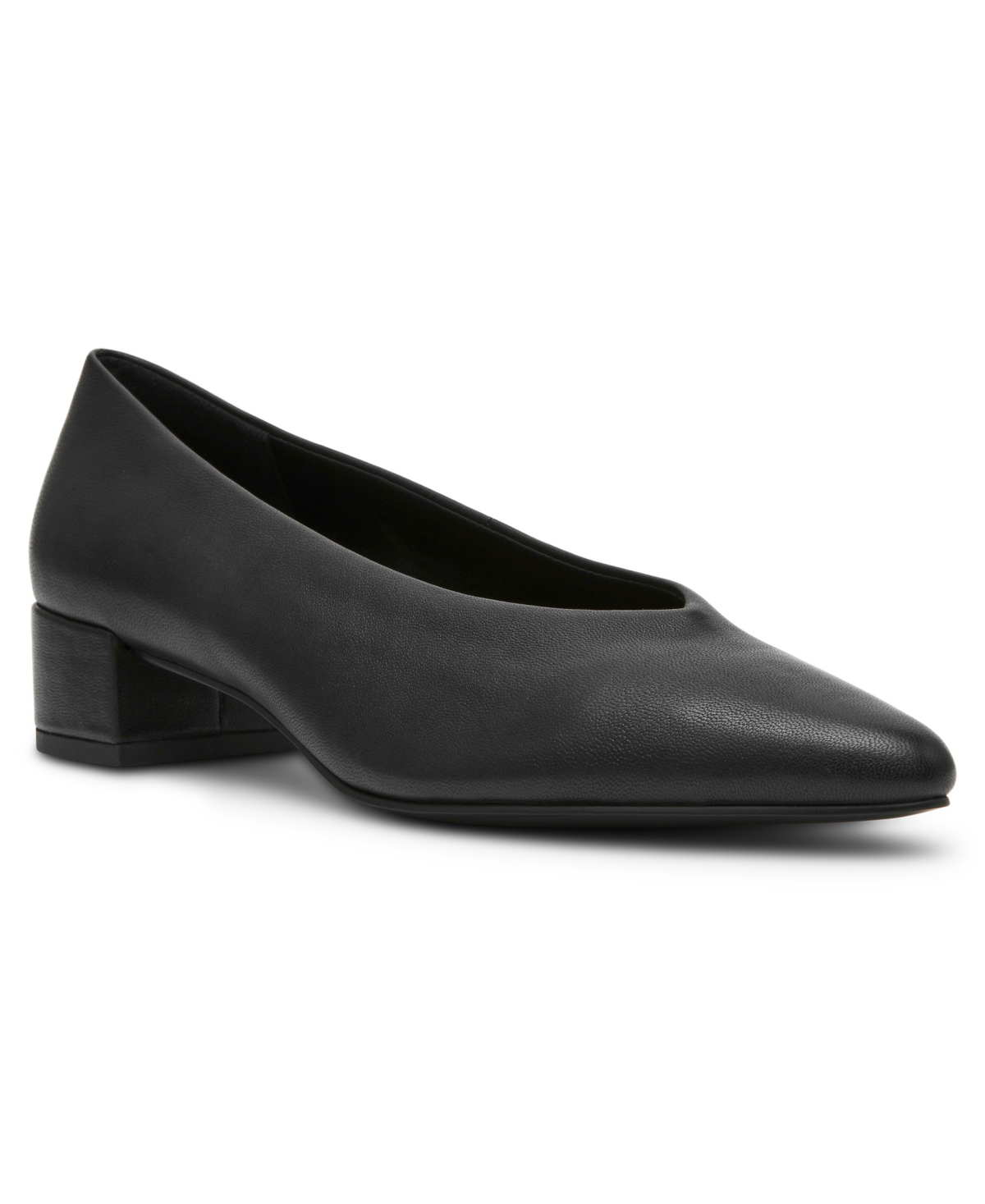Anne Klein Women's Suki Block Heel Pointed Toe Pumps - Black Leather