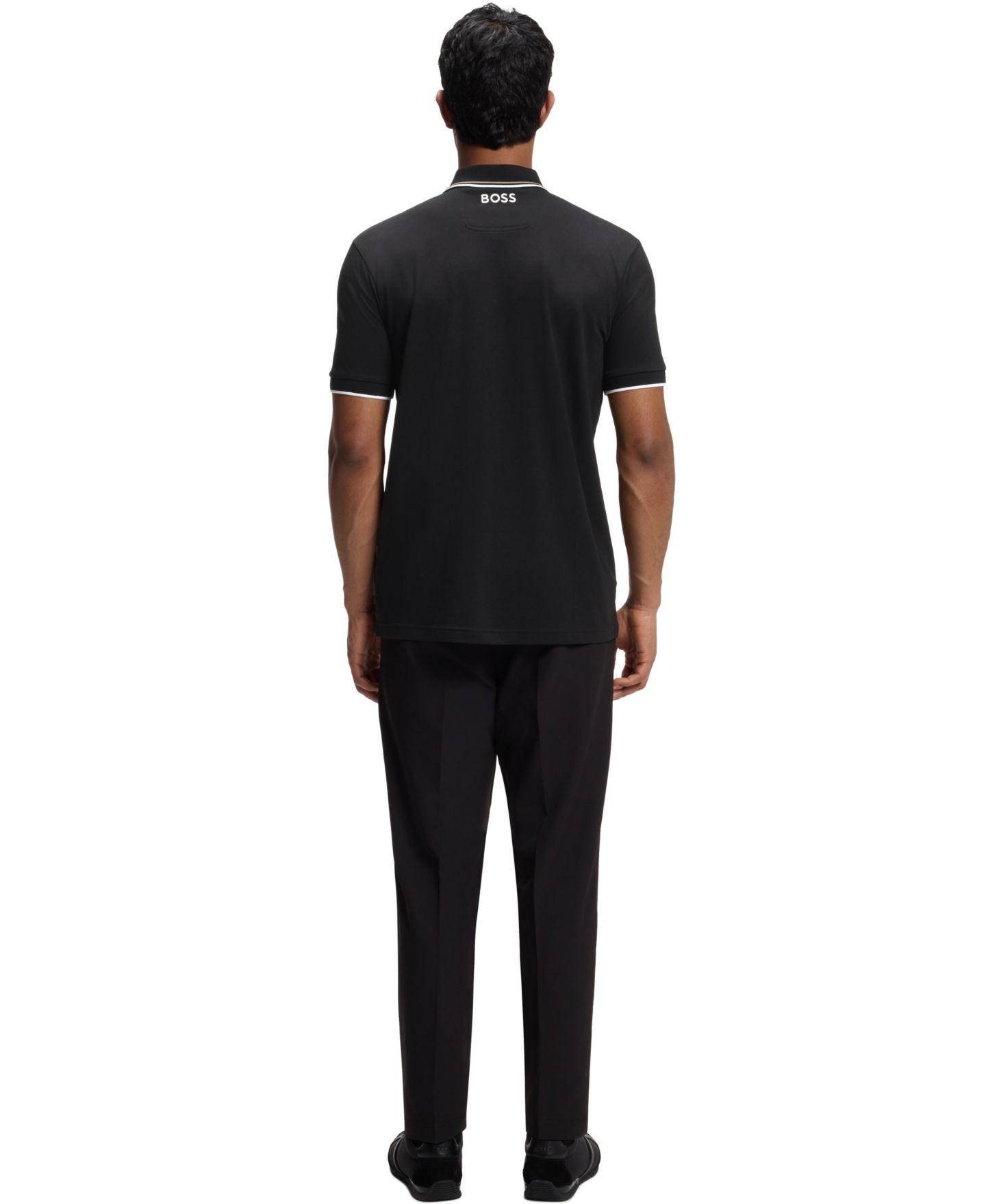 Мужское поло Hugo Boss Contrast Logo Cotton-Blend Polo Shirt, цвет: Чёрный — фото 2