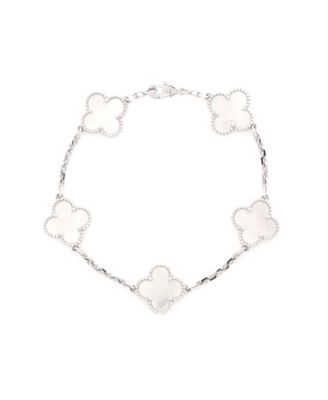 Mother-of-Pearl Vintage Alhambra 5 Motifs Bracelet in 18K White Gold