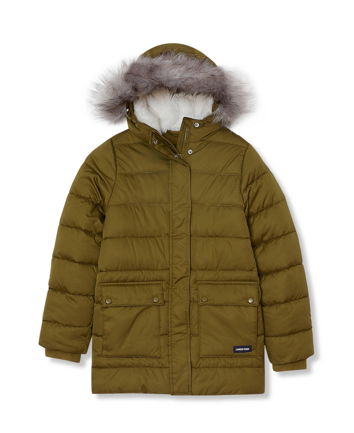 Lands' End Girls' 4-16 Water-Resistant Fleece-Lined Hooded Parka