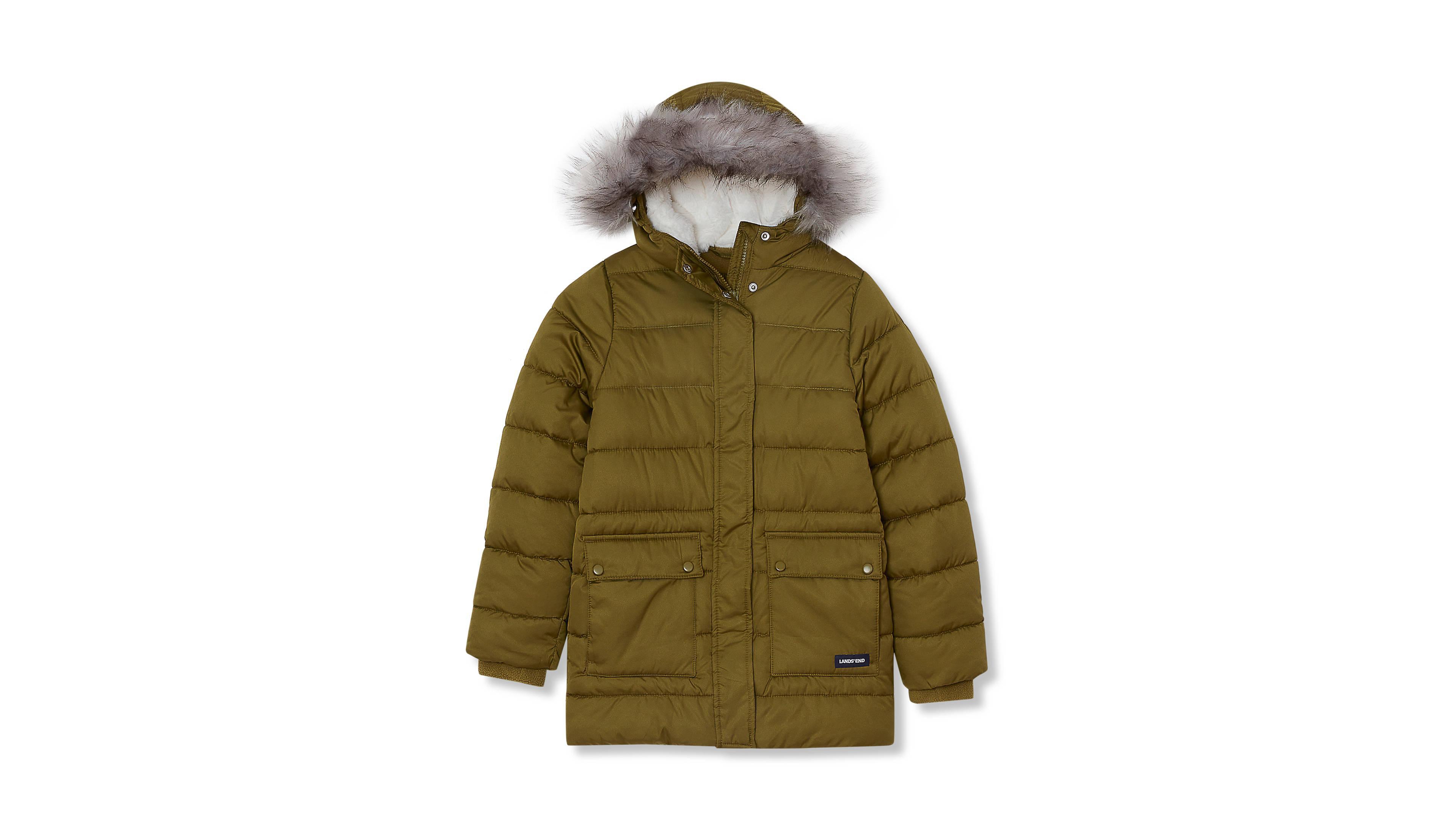 Lands' End Girls' 4-16 Water-Resistant Fleece-Lined Hooded Parka