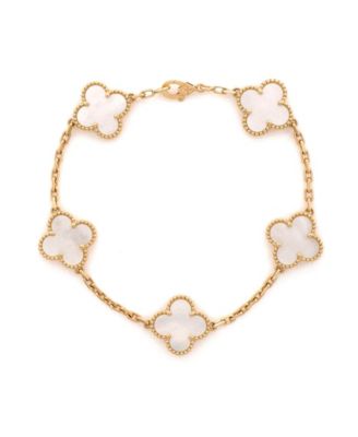 Mother of Pearl Vintage Alhambra 5 Motifs Bracelet in 18K Yellow Gold