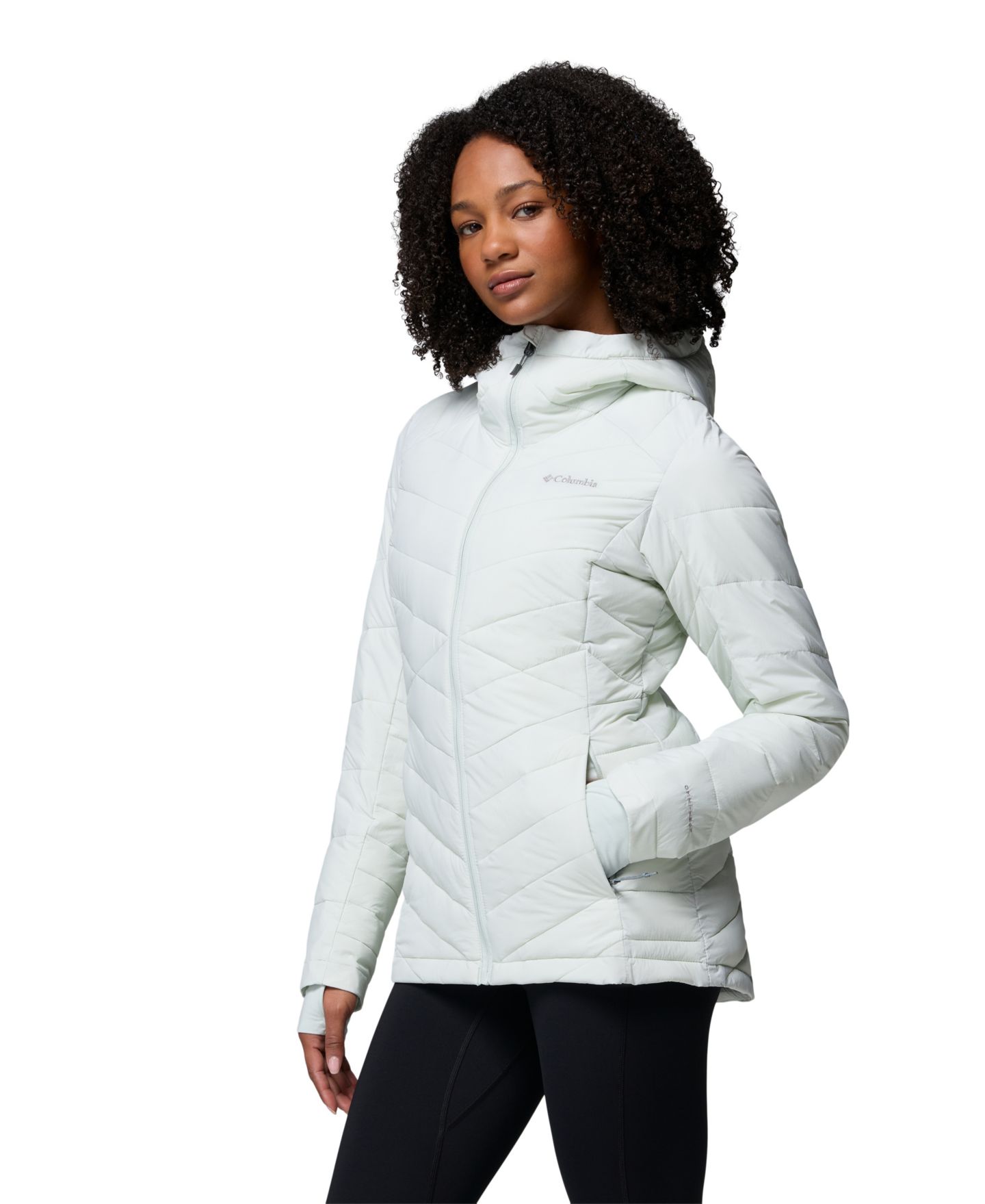 Женская куртка Columbia Joy Peak II Hooded Puffer Fleece-Lined, цвет: Состаренный розовато-лиловый — фото 6
