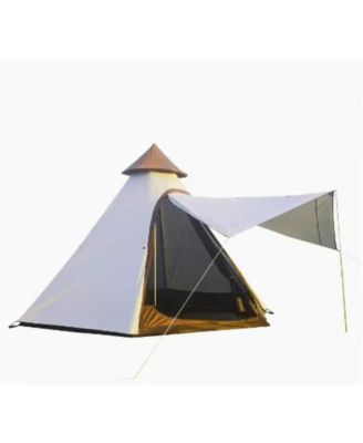 3-4 Person Double Layer Indian Pyramid Tent,  150D sunscreen coated silver oxford cloth Construction