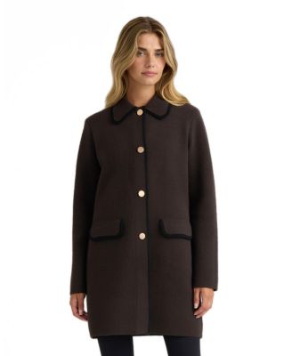 Women's Mink Eyelash Coatigan Contrast-Edge Jacket