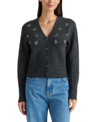 Women's Jeweled Long-Sleeve V-Neck Cardigan