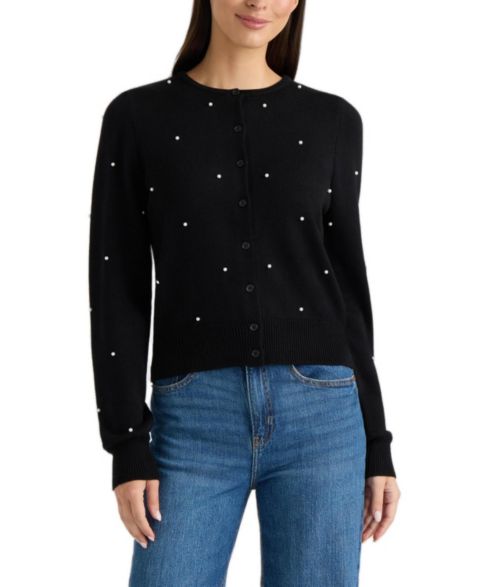 Женский кардиган Ellen Tracy Embellished Button Front, цвет: Чёрный