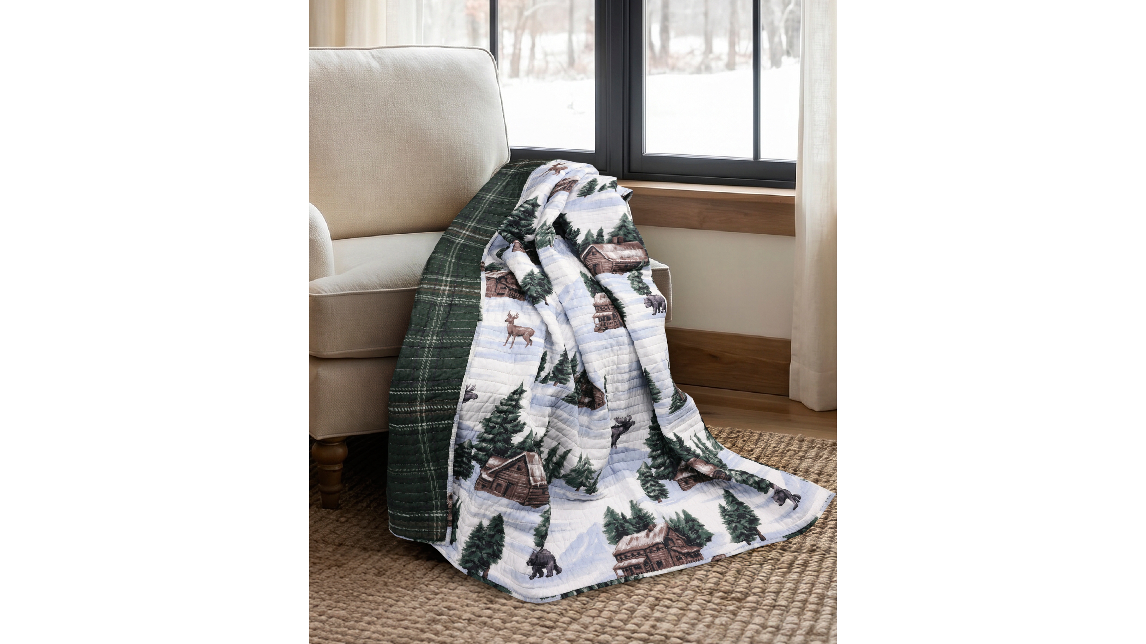Levtex Lodge Toile Reversible Quilted Throw, 50" x 60"