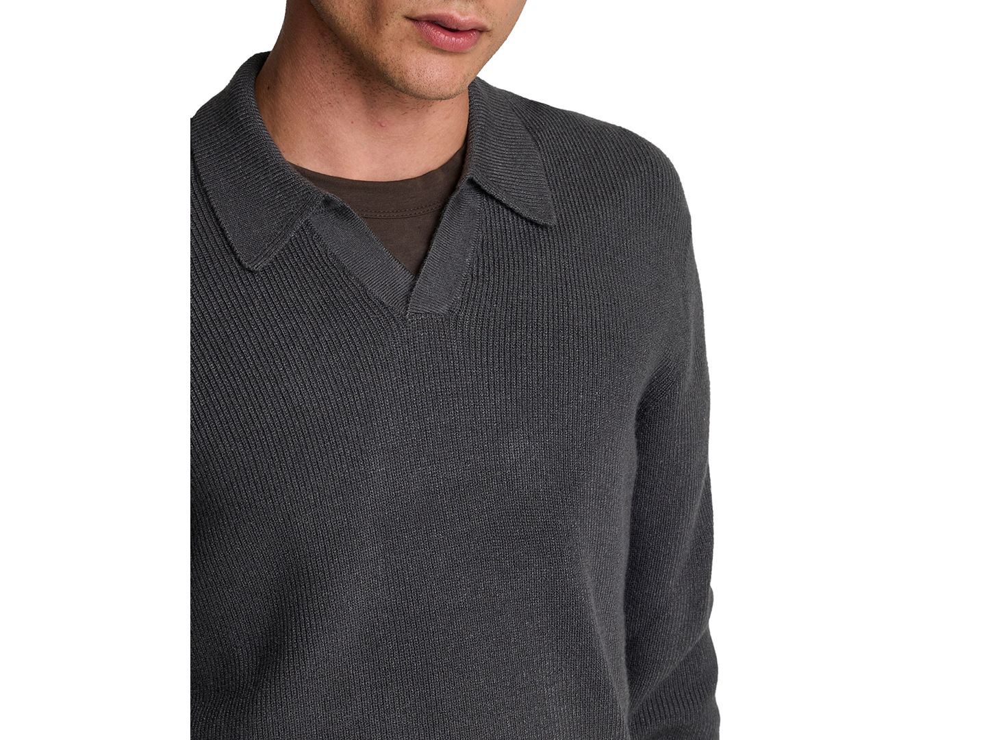 Мужское поло Kenneth Cole Long-Sleeve Classic-Fit Johnny Collar Polo Shirt, цвет: Угольный — фото 4