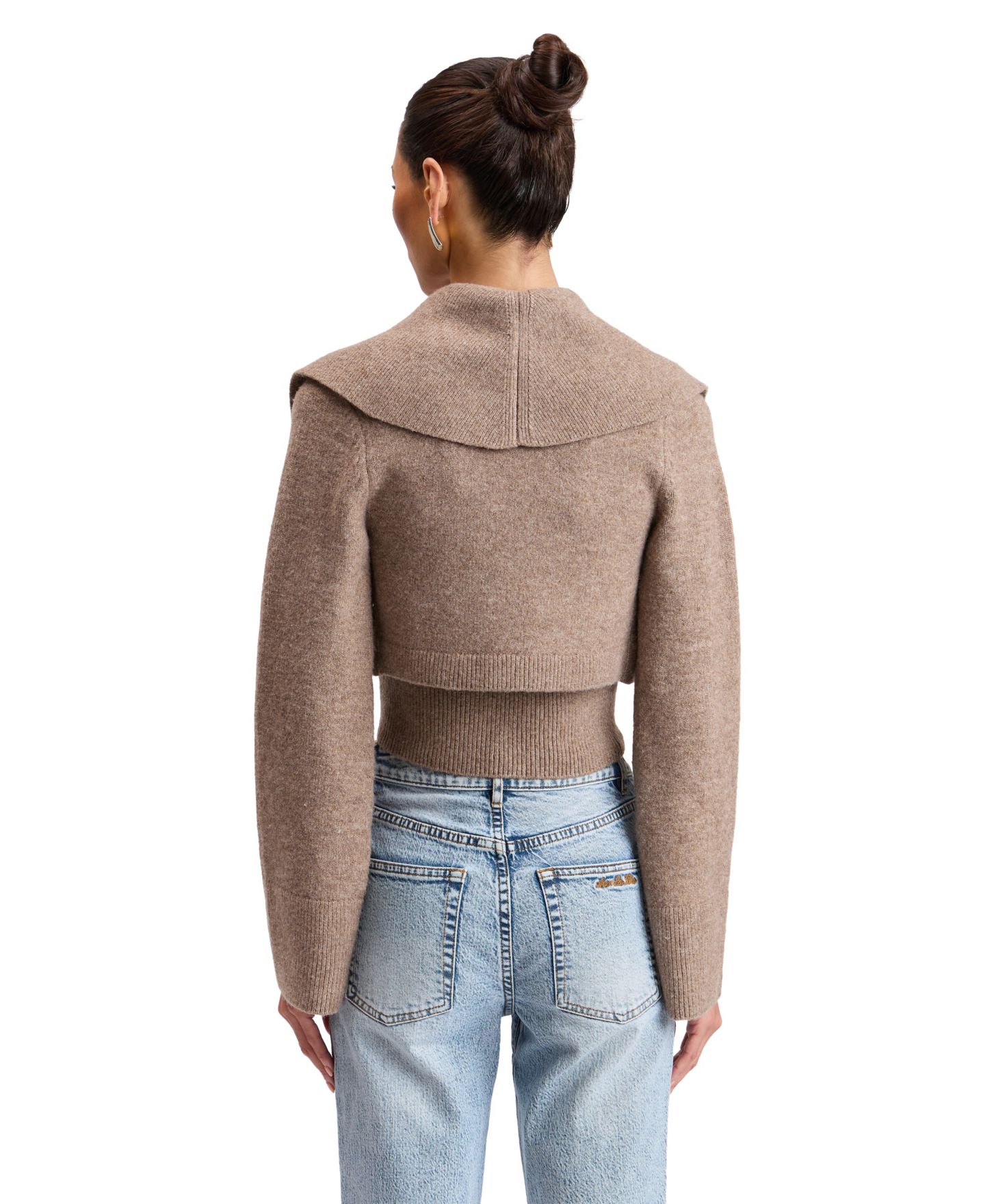 Женские болеро Avec Les Filles Oversized Shawl-Collar Cropped Shrug, цвет: Серо-бежевый — фото 8