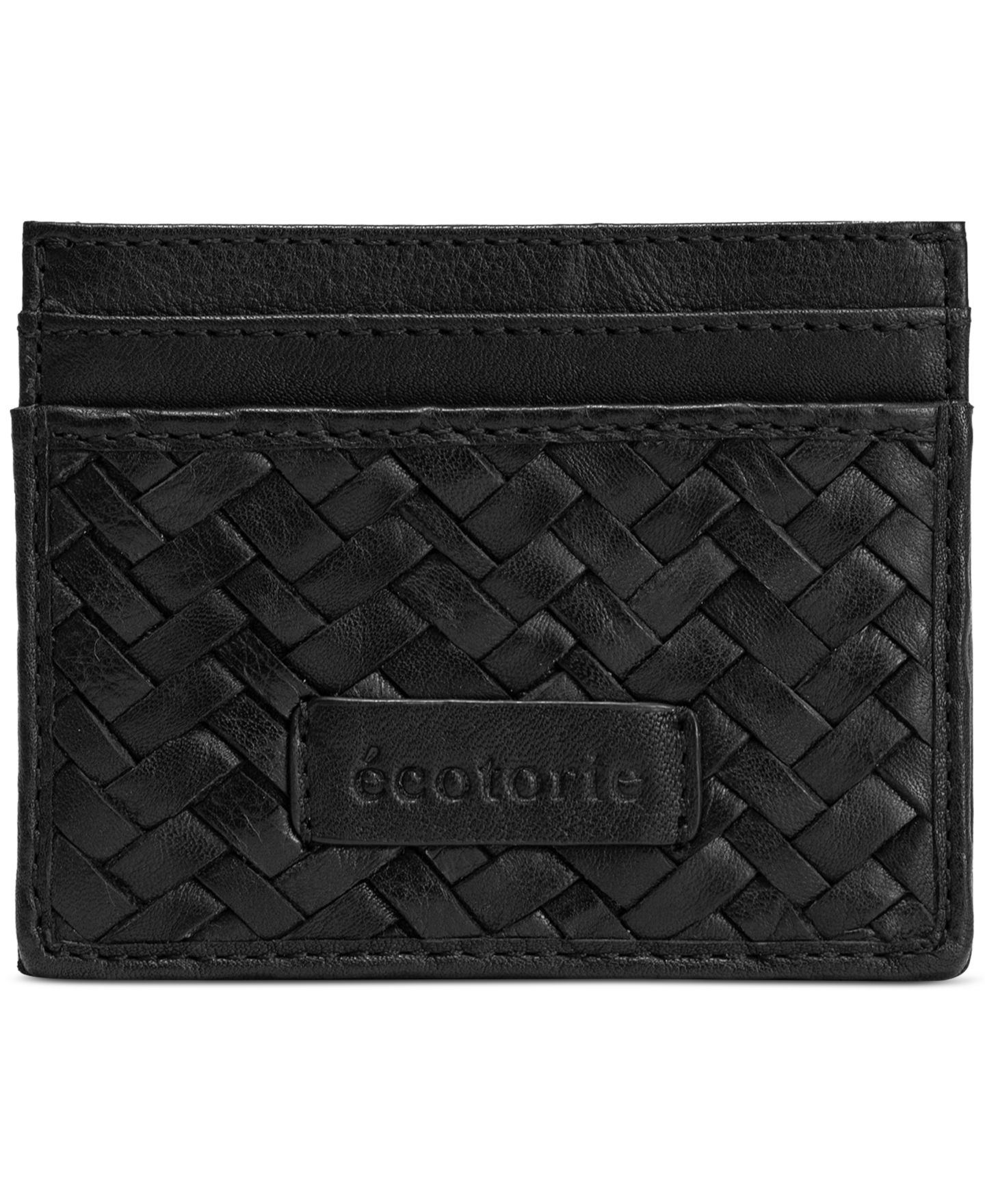 Женский кошелёк Ecotorie Denton Hand-Woven Leather Card Holder, цвет: Чёрный — фото 1