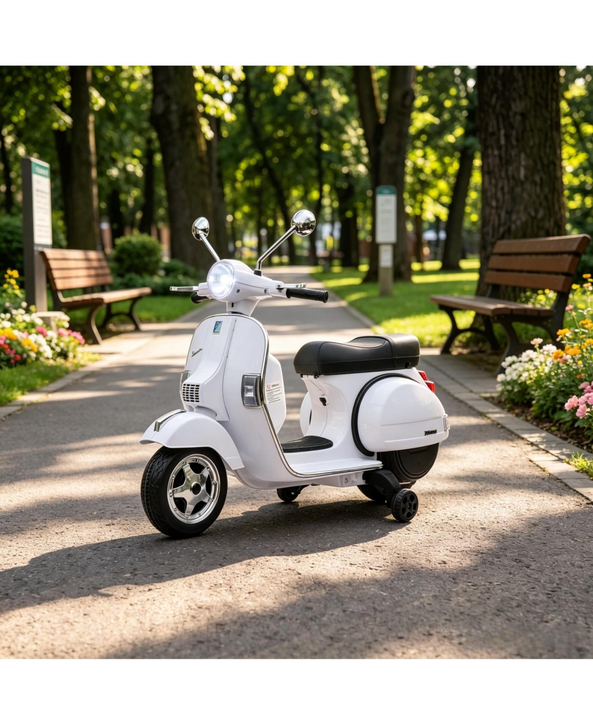 Sevorley 12V Kids Electric Motorcycle with Training Wheels Rear Suspension Steering Limitation White, for Ages 3-6 years - White