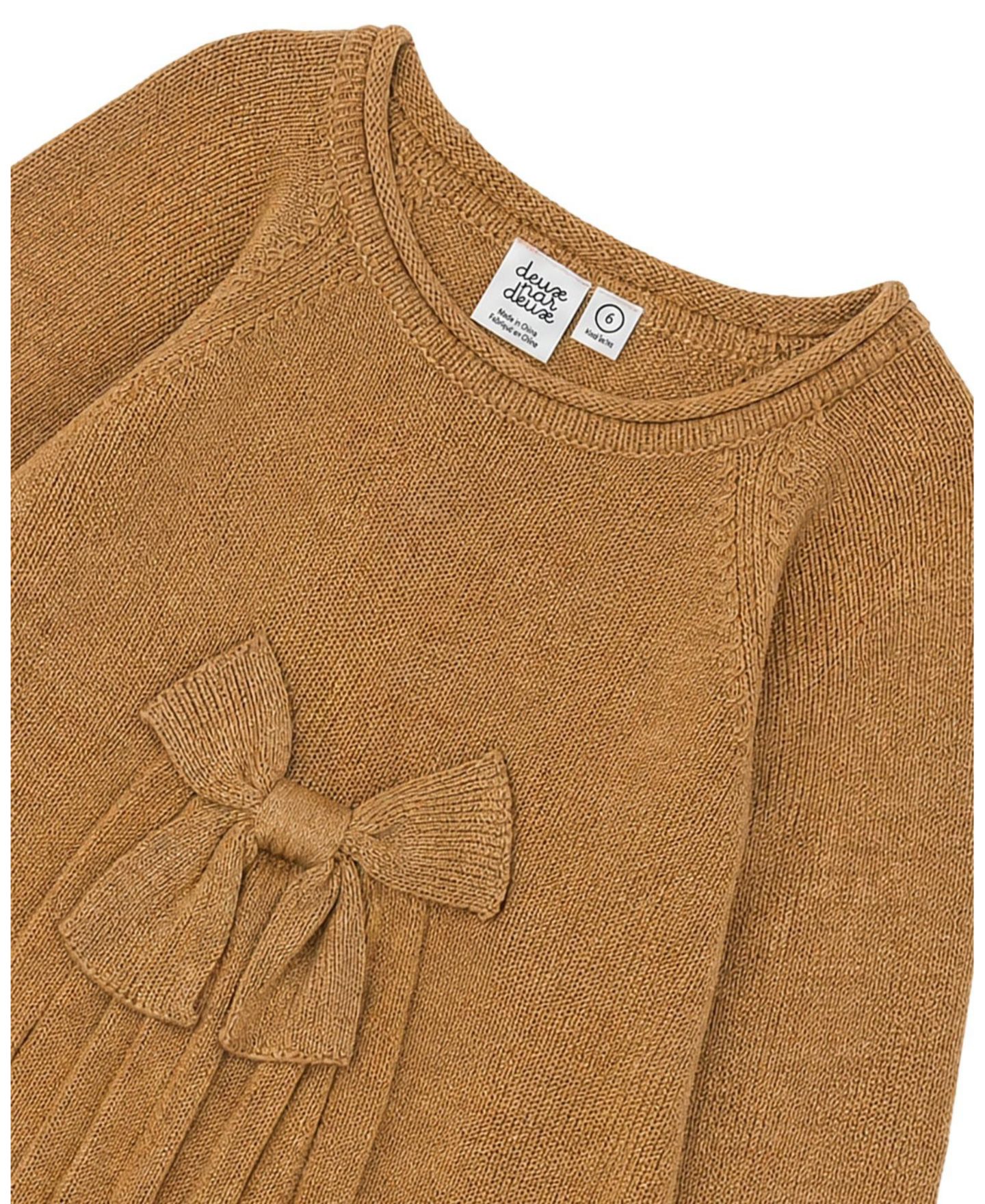 Платье Deux par Deux Knitted Dress Cinnamon для девочек, цвет: Коричневый коричный — фото 5