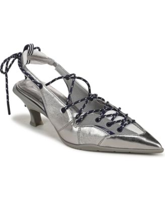 Women's Zeva Lace-Up Slingback Kitten Heel Pumps