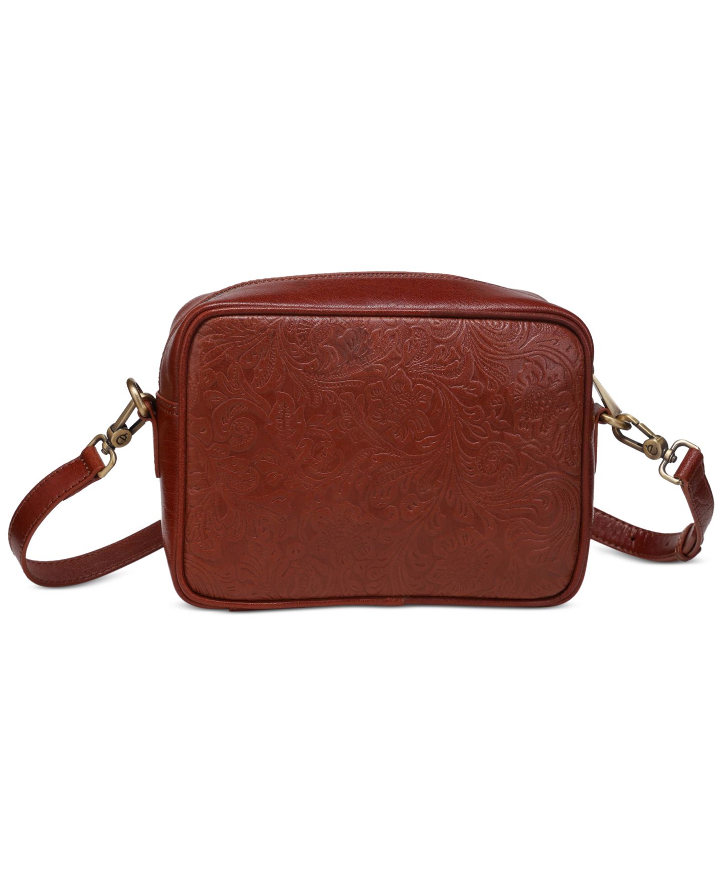 Женская сумка Ecotorie Knoxville Floral-Embossed Adjustable Leather Crossbody, цвет: Коньячный — фото 2