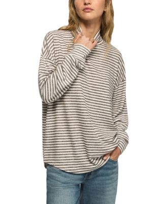 Women's Lucky Cloud Oversized Long-Sleeve Striped Mock Neck Top