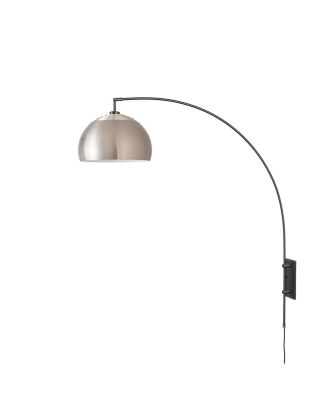 Wall Mounted Arc Lamp - Nickel, Half Dome Satin Nickel Shade, Dimmable, Bulb Included