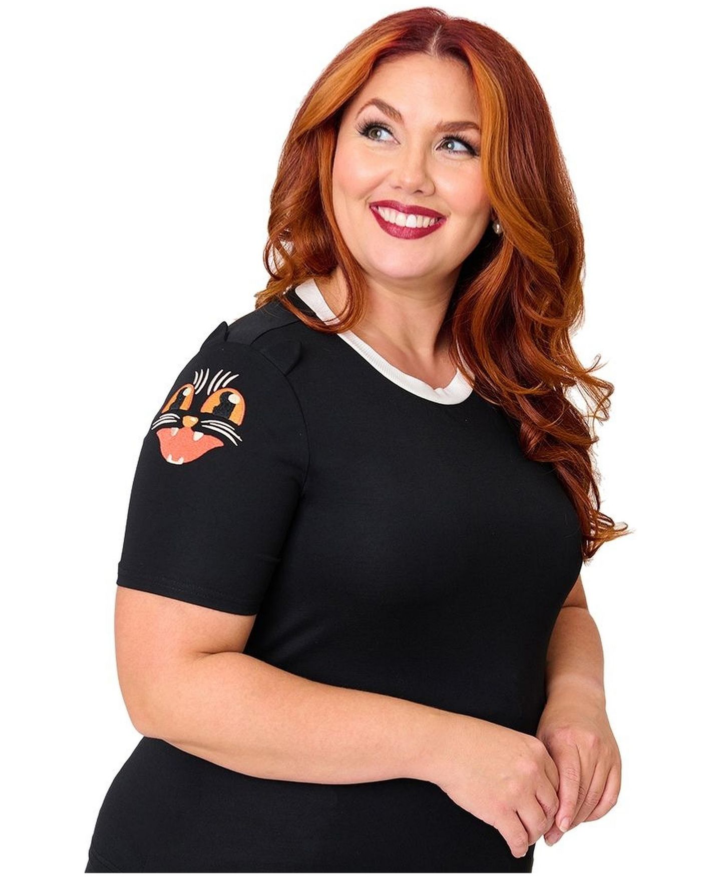 Женский топ Unique Vintage Plus Size Back To Basics, цвет: Чёрный / С принтом — фото 4
