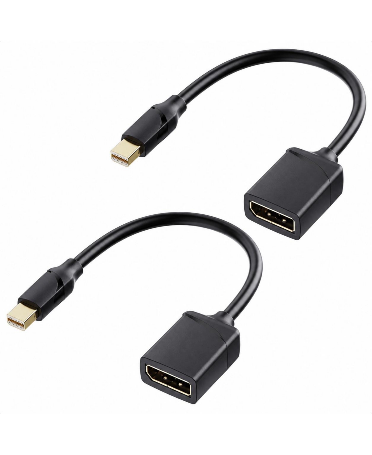 Lofree 2 Pack 8K Mini DisplayPort to DisplayPort 1.4 Adapter 60Hz 120Hz 240Hz Audio Video Gold Plated - Black 2-pack