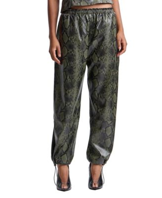 Women's Faux-Leather Pull-On Elastic-Waist Pants