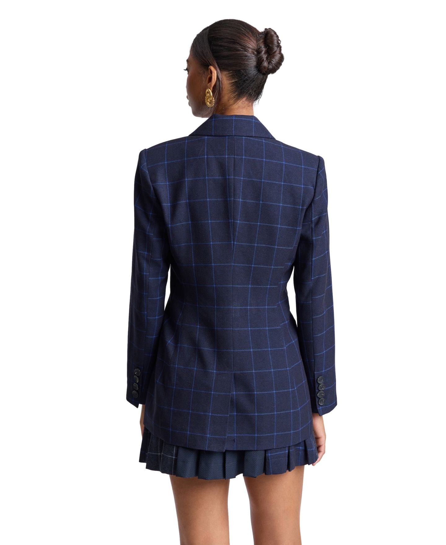 Женский пиджак Avec Les Filles Double-Breasted Plaid Hourglass Blazer, цвет: Тёмно-синий — фото 6