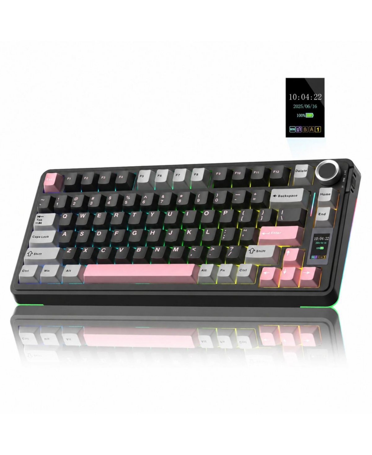 Lofree Wireless Mechanical Hot-Swappable Gaming Keyboard for Windows, Mac, iOS, Android - Blackgraypink