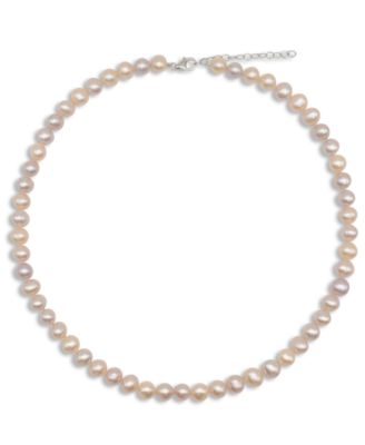 Cultured Freshwater Pearl Adjustable Necklace (7-8 mm) in Sterling Silver