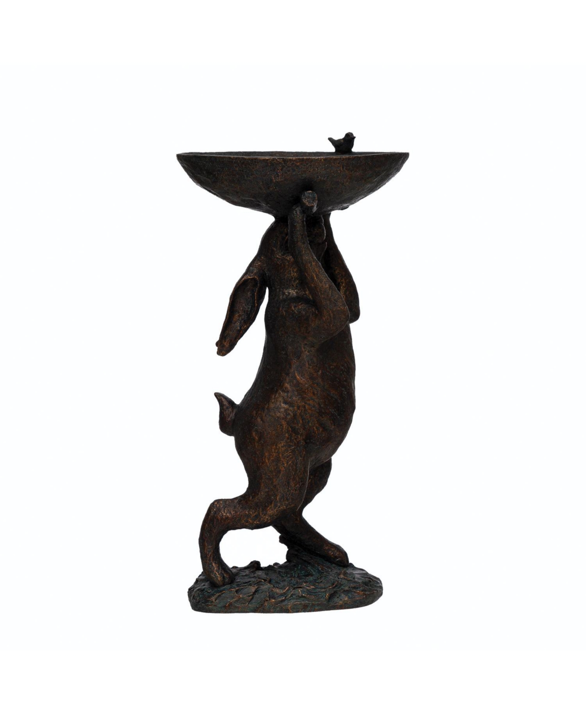 Storied Home Decorative Resin Rabbit Bird Bath Patina Finish decors