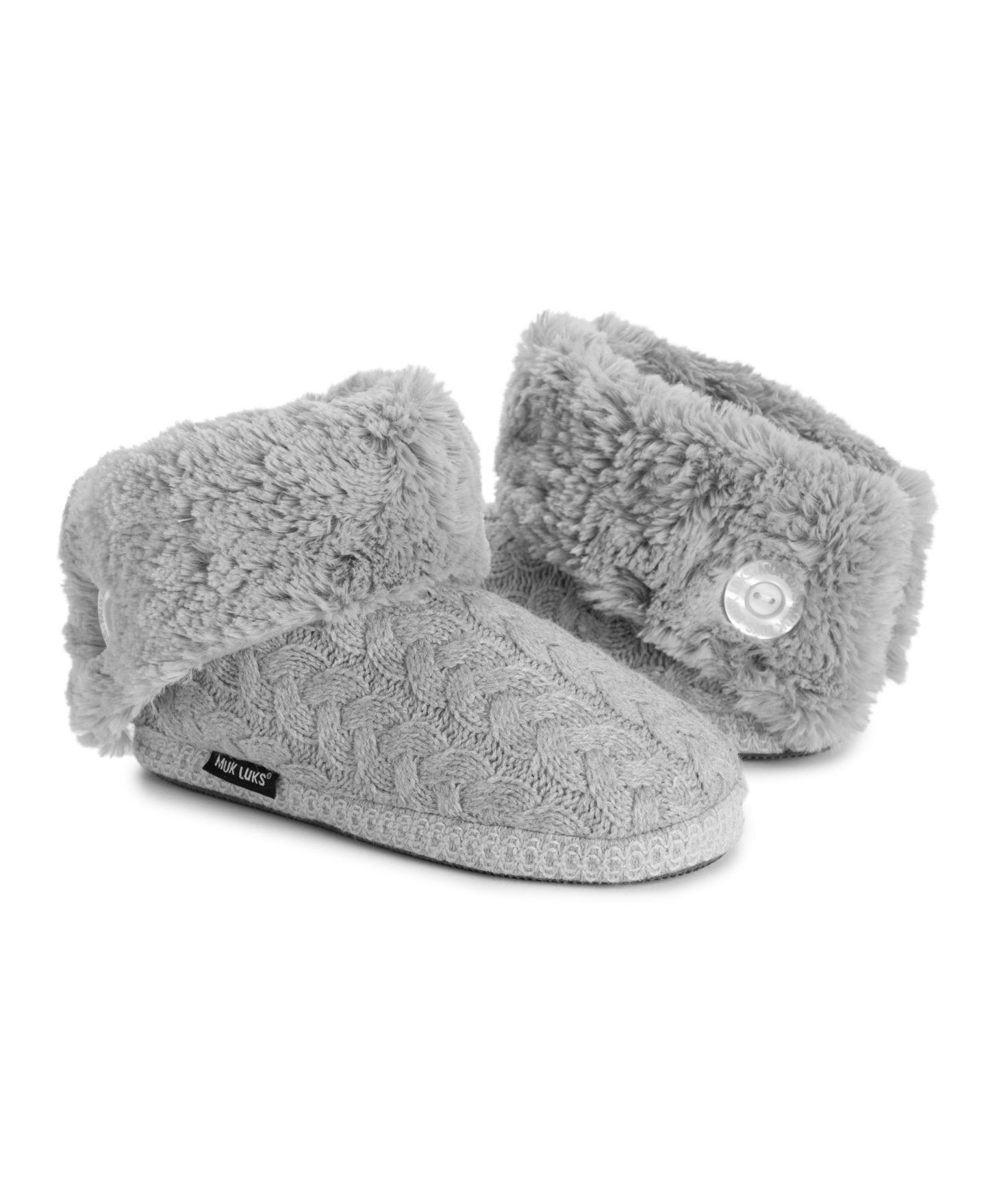 Женские тапочки MUK LUKS Melinda Cuff Boot Faux-Fur, цвет: Серый — фото 13