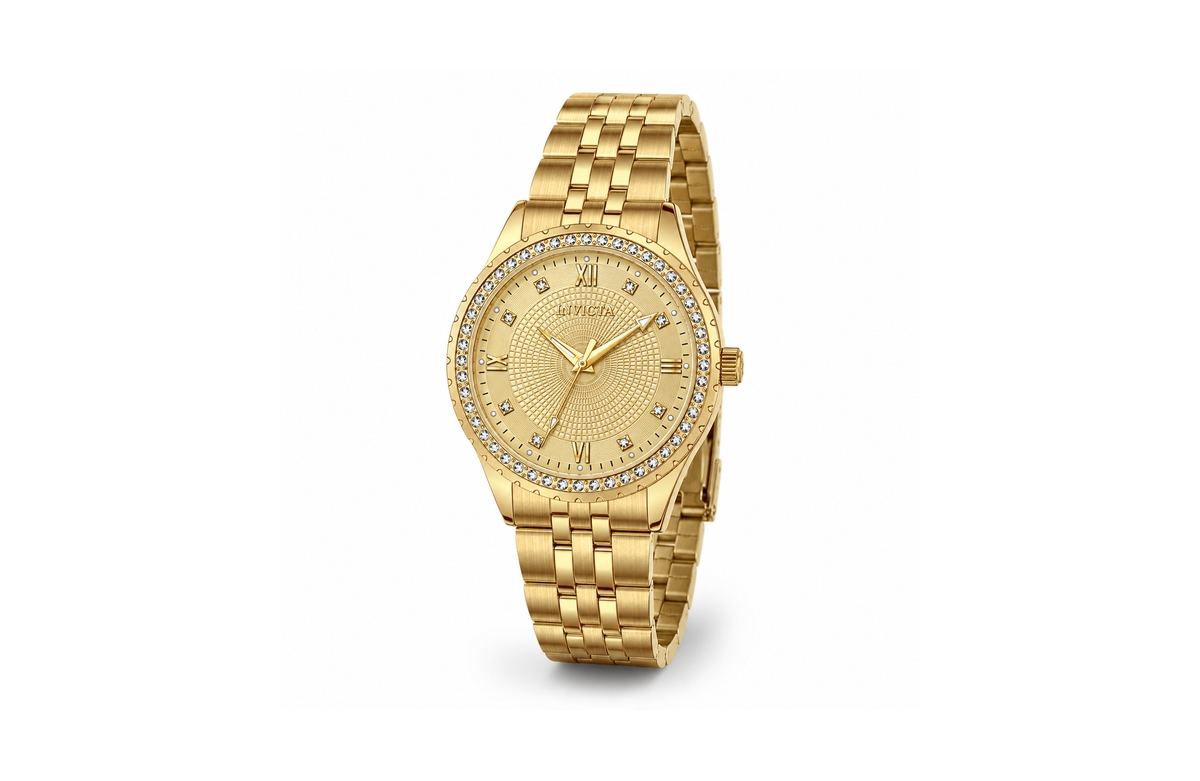 Invicta Women's Wildflower Clystra Quartz Water-Resistant Watch, Gold-Tone Stainless Steel Bracelet, 33mm - Gold