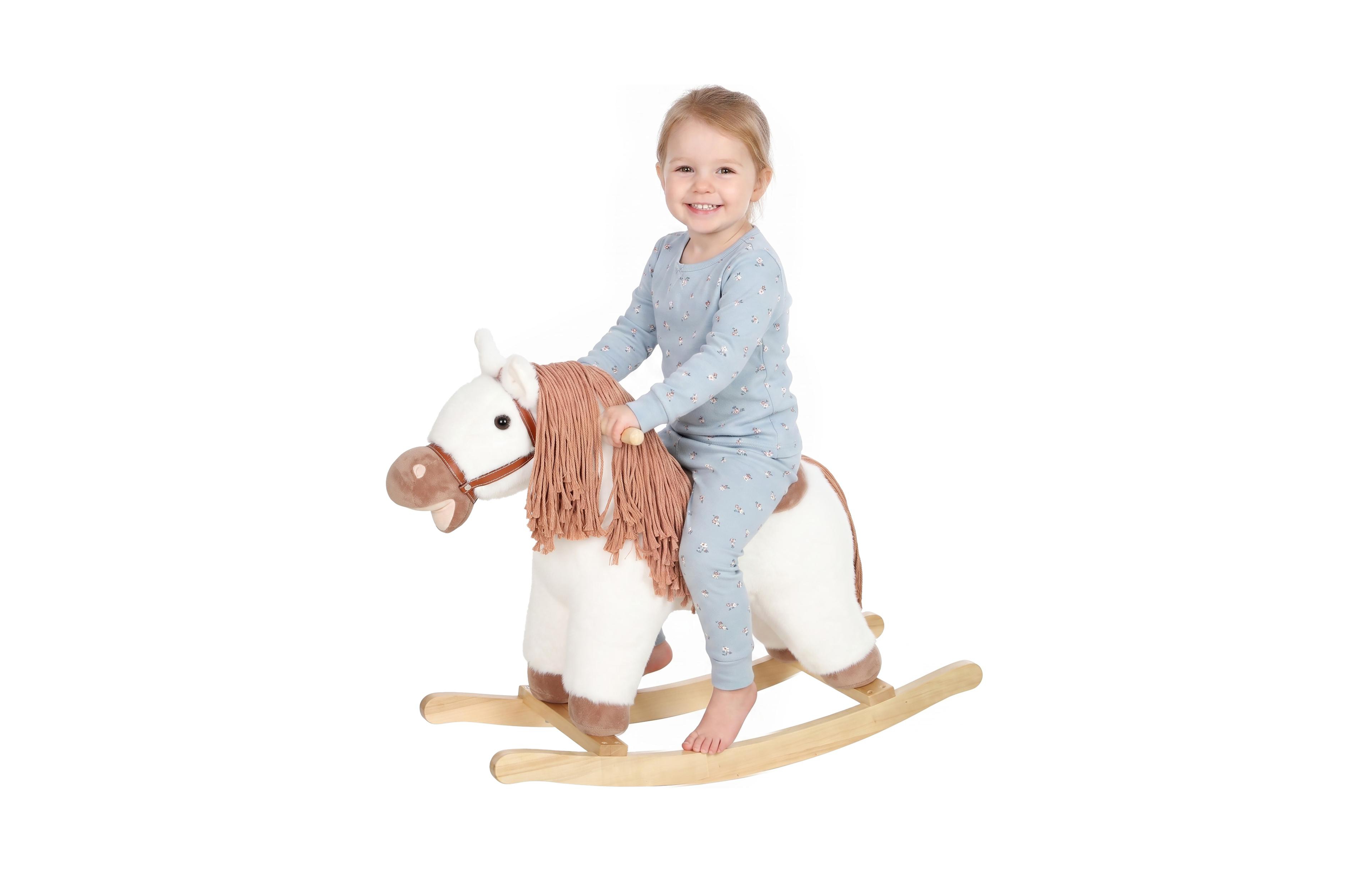 Qaba Baby Rocking Horse Plush With Realistic Sounds, 88 Lbs. Capacity, Ages 2-5