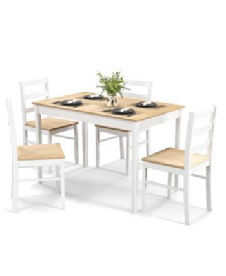 5-Piece Wooden Dining Set with Rectangular Table and 4 Chairs, Natural
