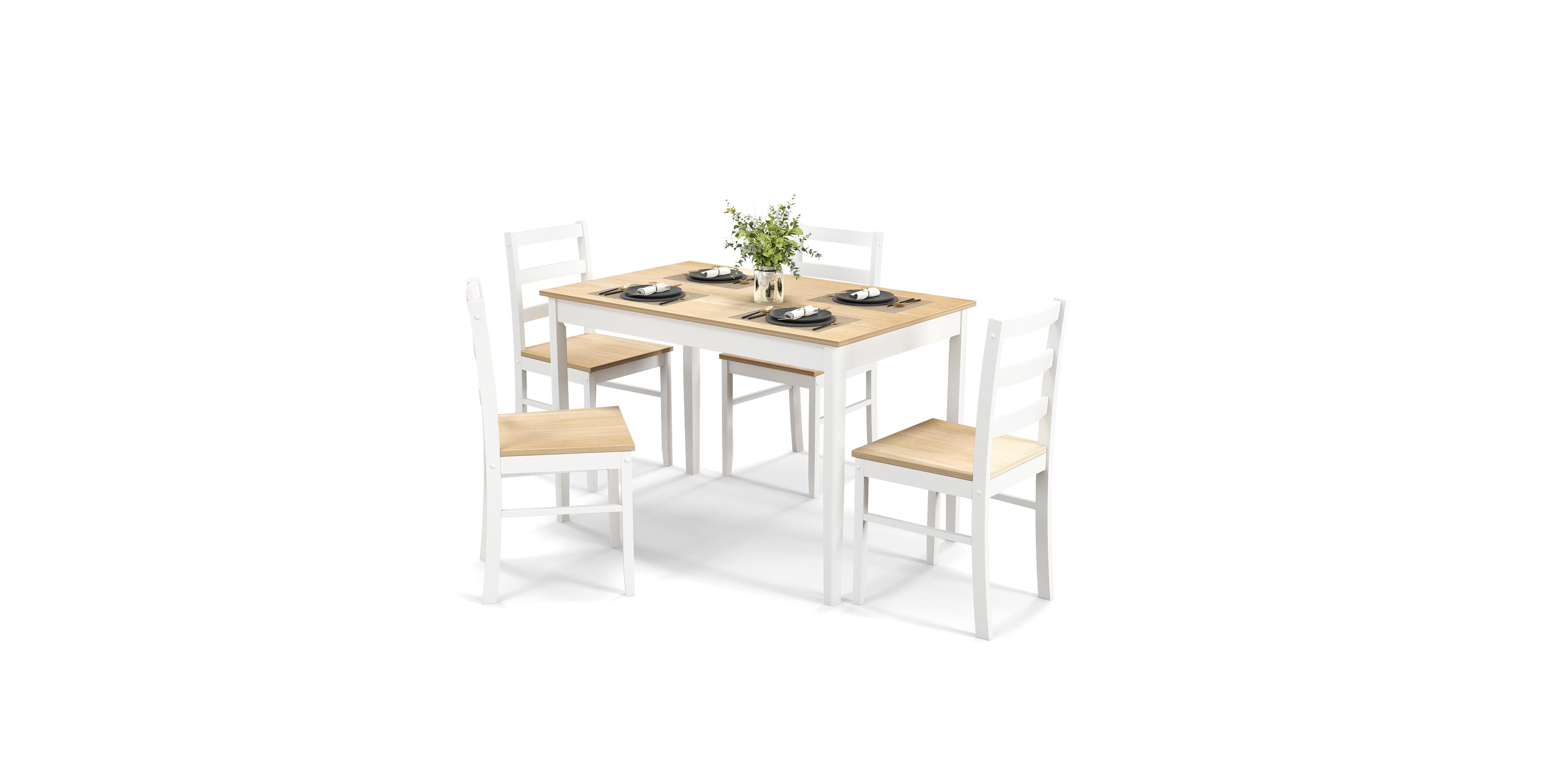 Mecale 5-Piece Wooden Dining Set with Rectangular Table and 4 Chairs, Natural