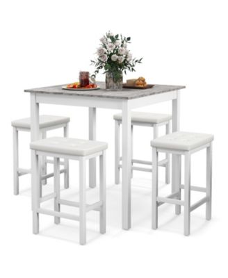 5-Piece Counter Height Bar Table Set with 4 Padded Stools