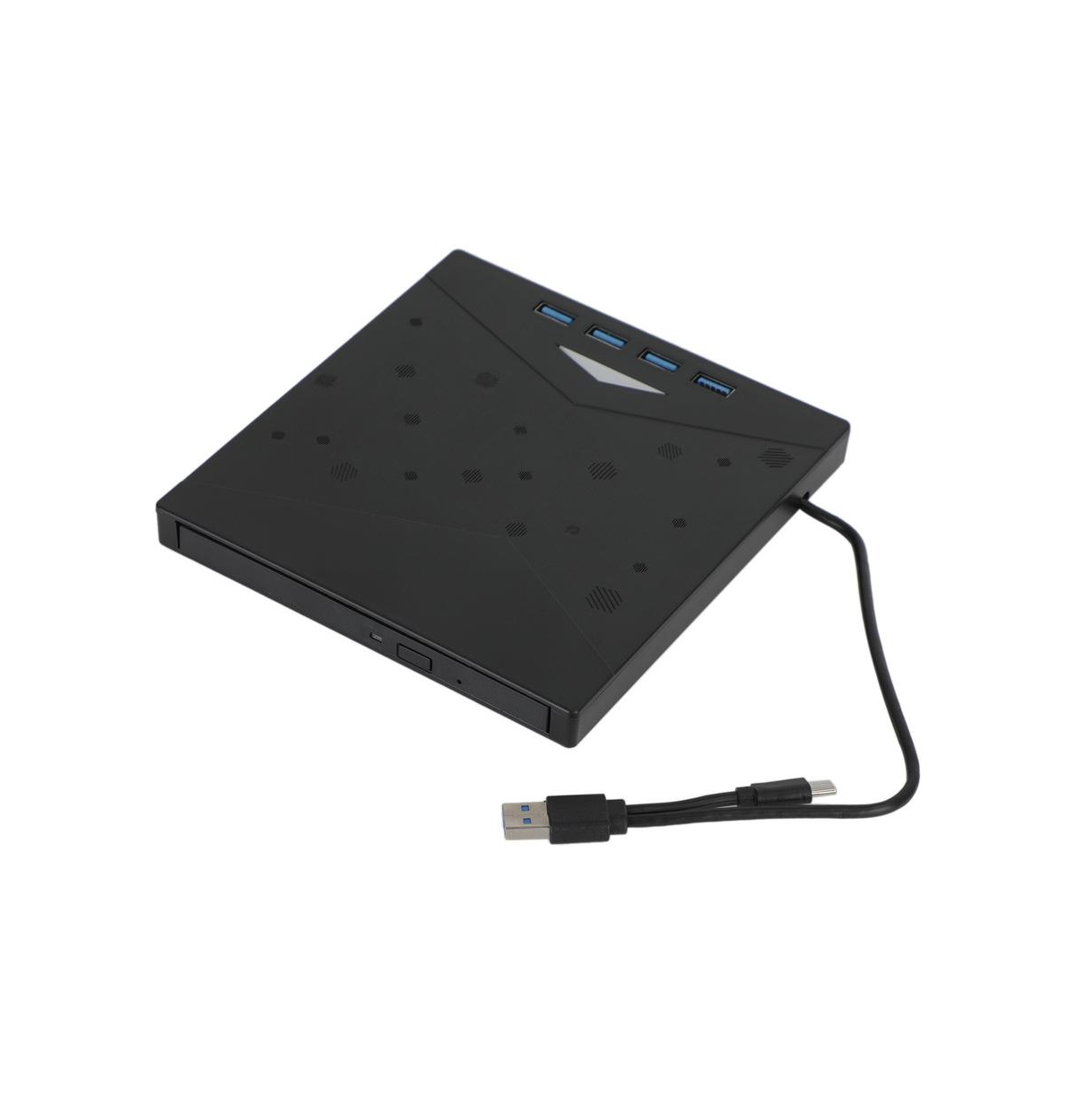 Artudatech 7-in-1 External Cd/Dvd Drive Usb 3.0 and Type-c for Windows/Linux/macOS - Black