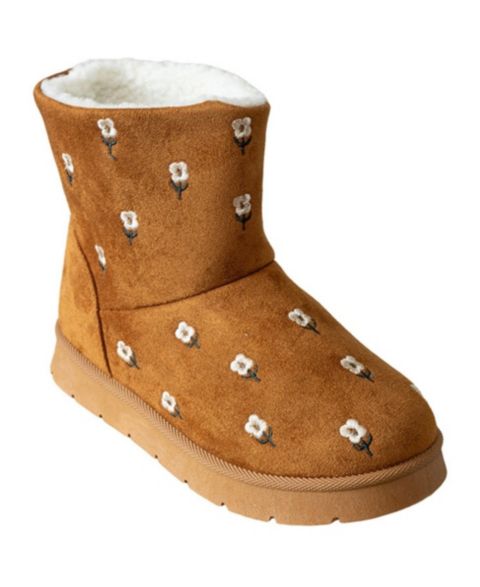 Ботинки Bebe Cozy Floral-Embroidered Rounded Toe Boots для девочек, цвет: Коньячный
