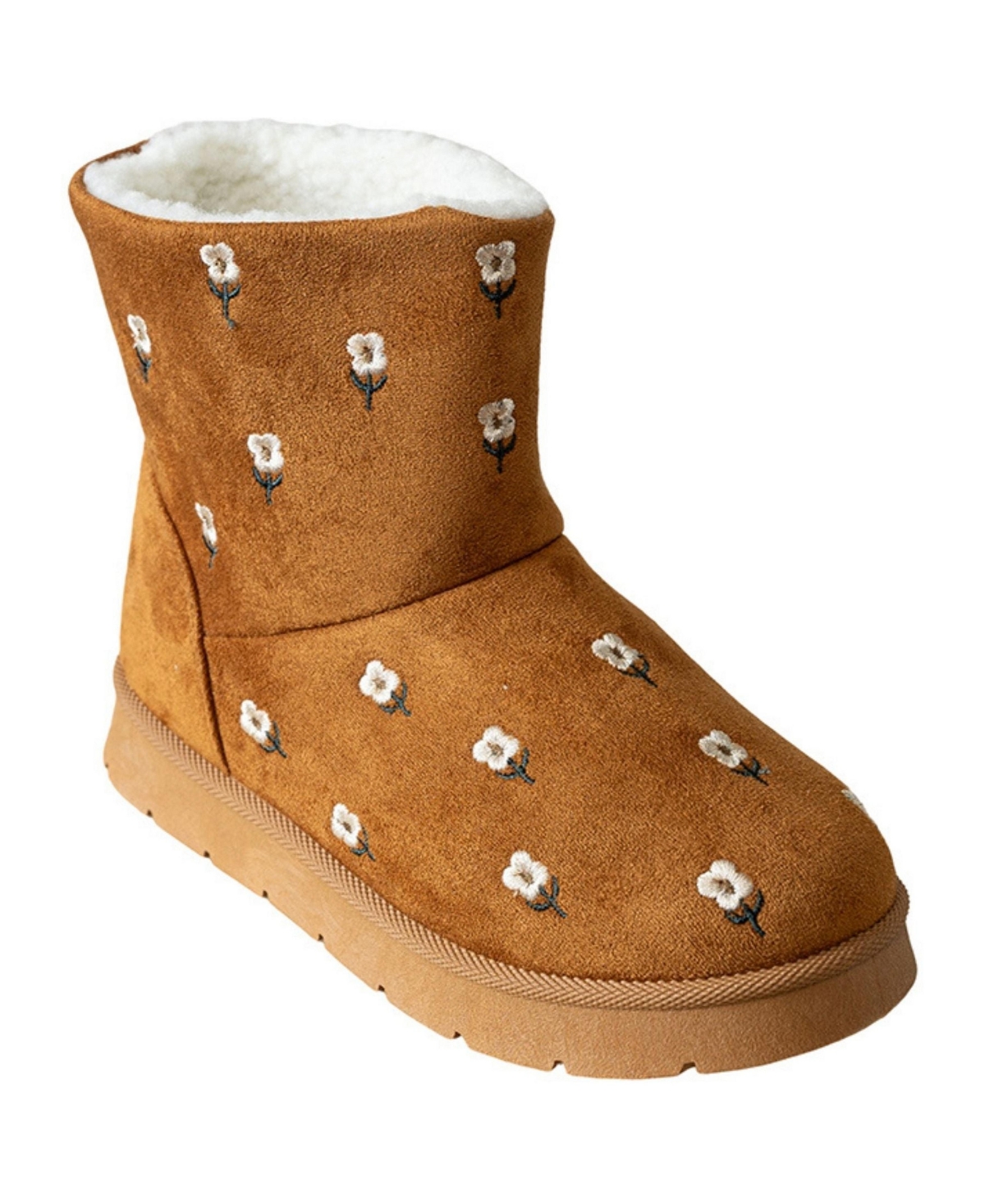 Bebe Little Girls' Cozy Floral-Embroidered Rounded Toe Boots