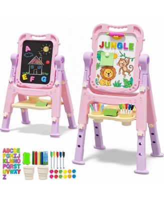 3 Level Height Adjustable 4-in-1 Art Easel with Magnetic Board and Storage Tray