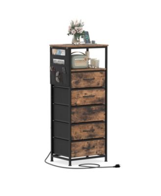 Nightstand with Integrated Charging Station 39 Inches Modern Bedside Table