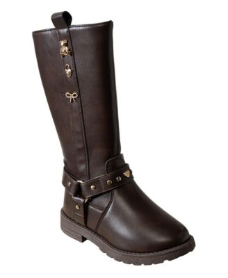 Little Girls Rider Boot with Charm Details and Studded Harness Strap