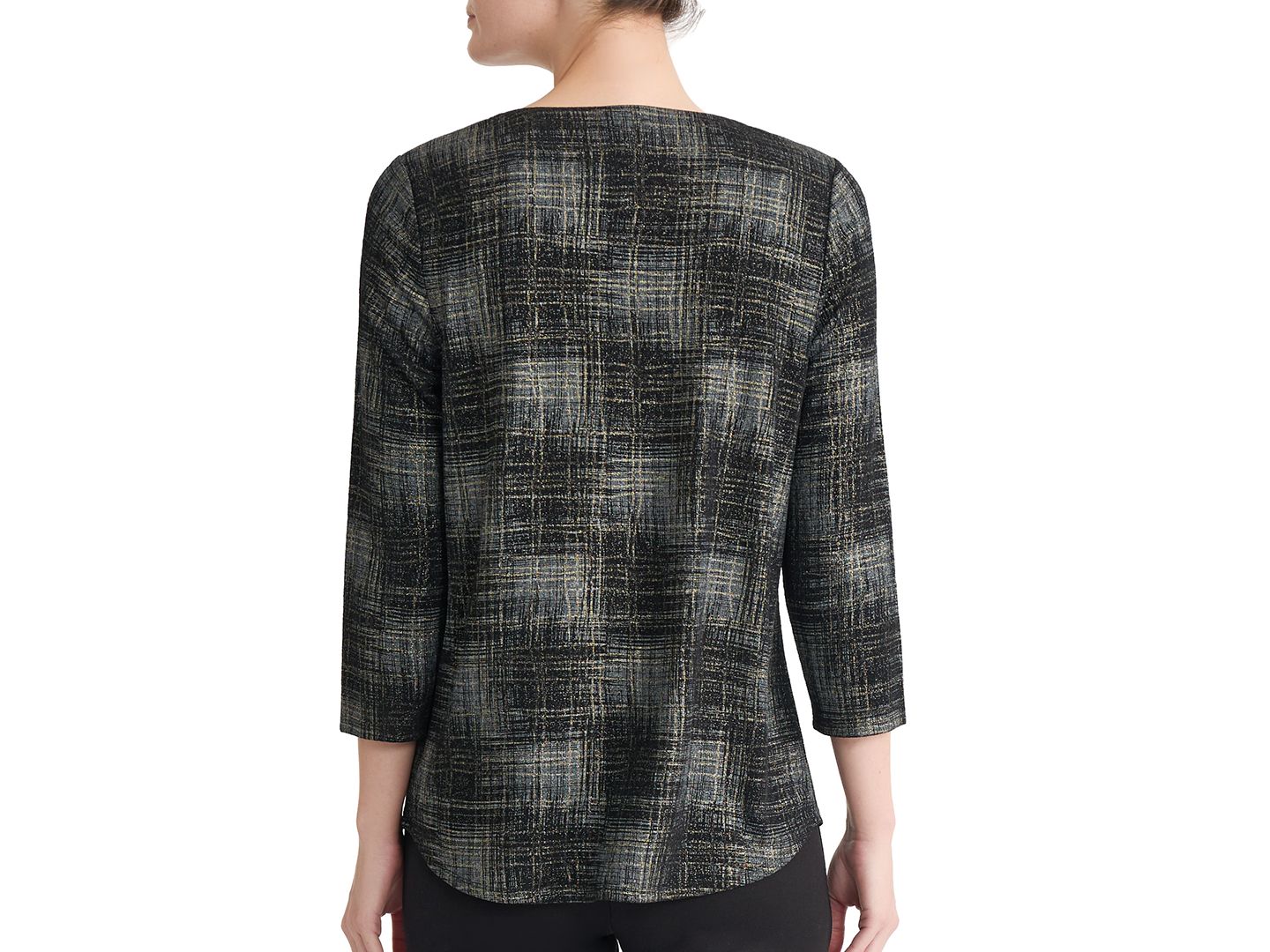 Женская блузка Jones New York 3/4-Sleeve Keyhole V-Neck, цвет: Чёрный — фото 3