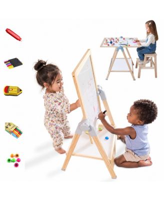 Deluxe Standing Kids Art Easel Adjustable Double Sided Drawing Board Set