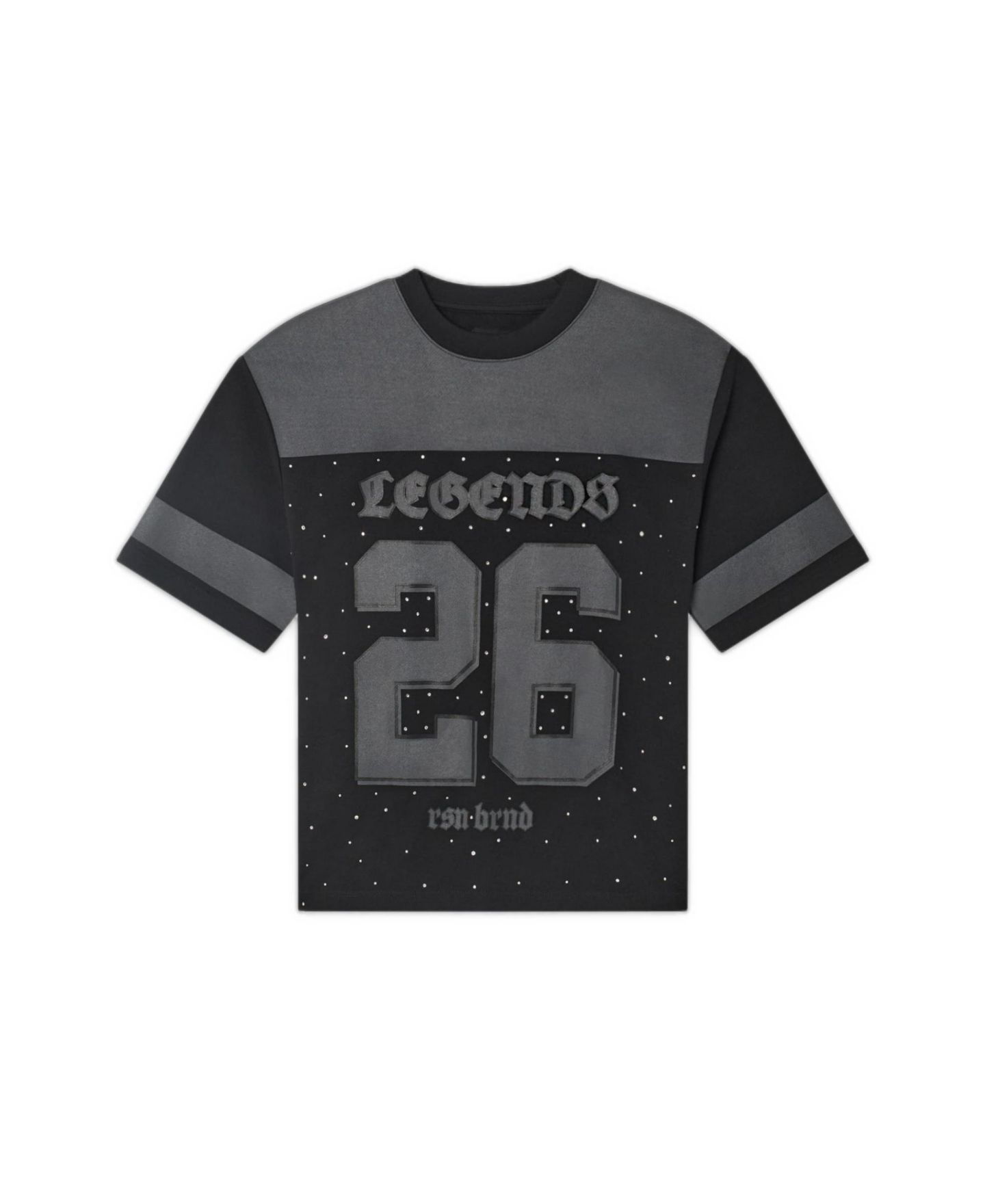 Мужская футболка Reason Football Rhinestones Relaxed-Fit Square-Bottom-Hem, цвет: Чёрный — фото 3